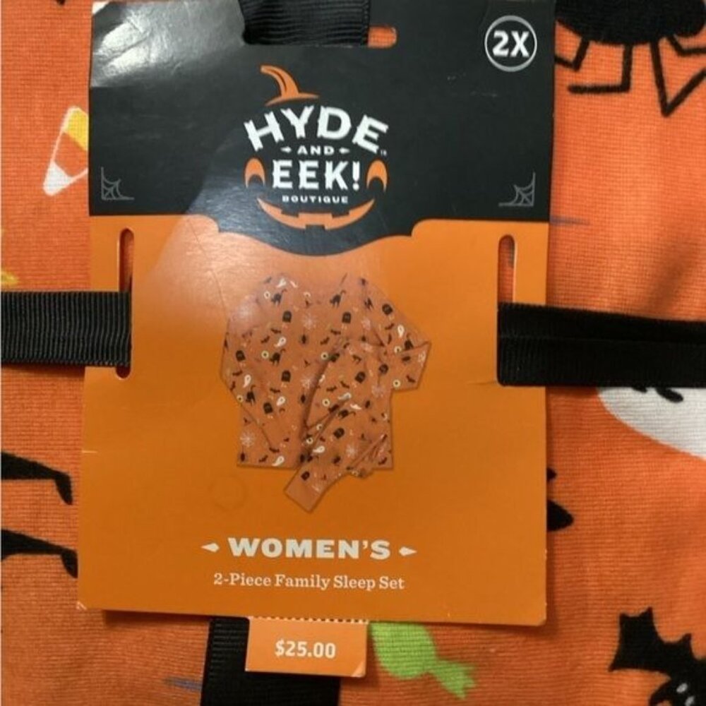 Hyde and Eek Women's Plus Family Halloween 2-Piece Cotton Sleep Set Orange 2X - Picture 3 of 5